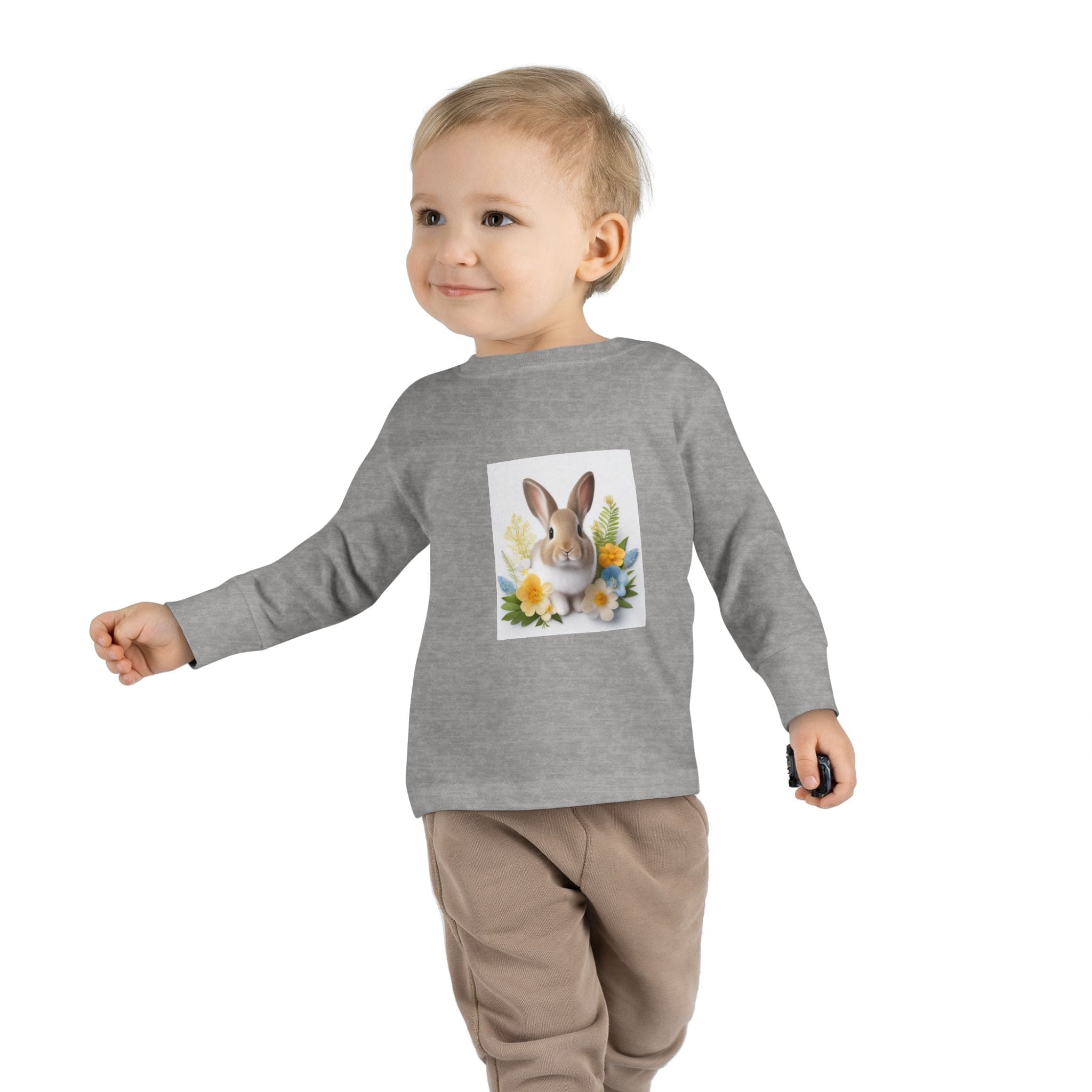 Adorable Comfort: Custom Bunny Toddler Long-Sleeve Tee with UCCA Logo 2T / Heather Kids clothes