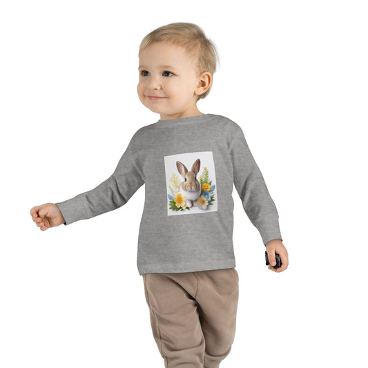 Adorable Comfort: Custom Bunny Toddler Long-Sleeve Tee with UCCA Logo 2T / Heather Kids clothes