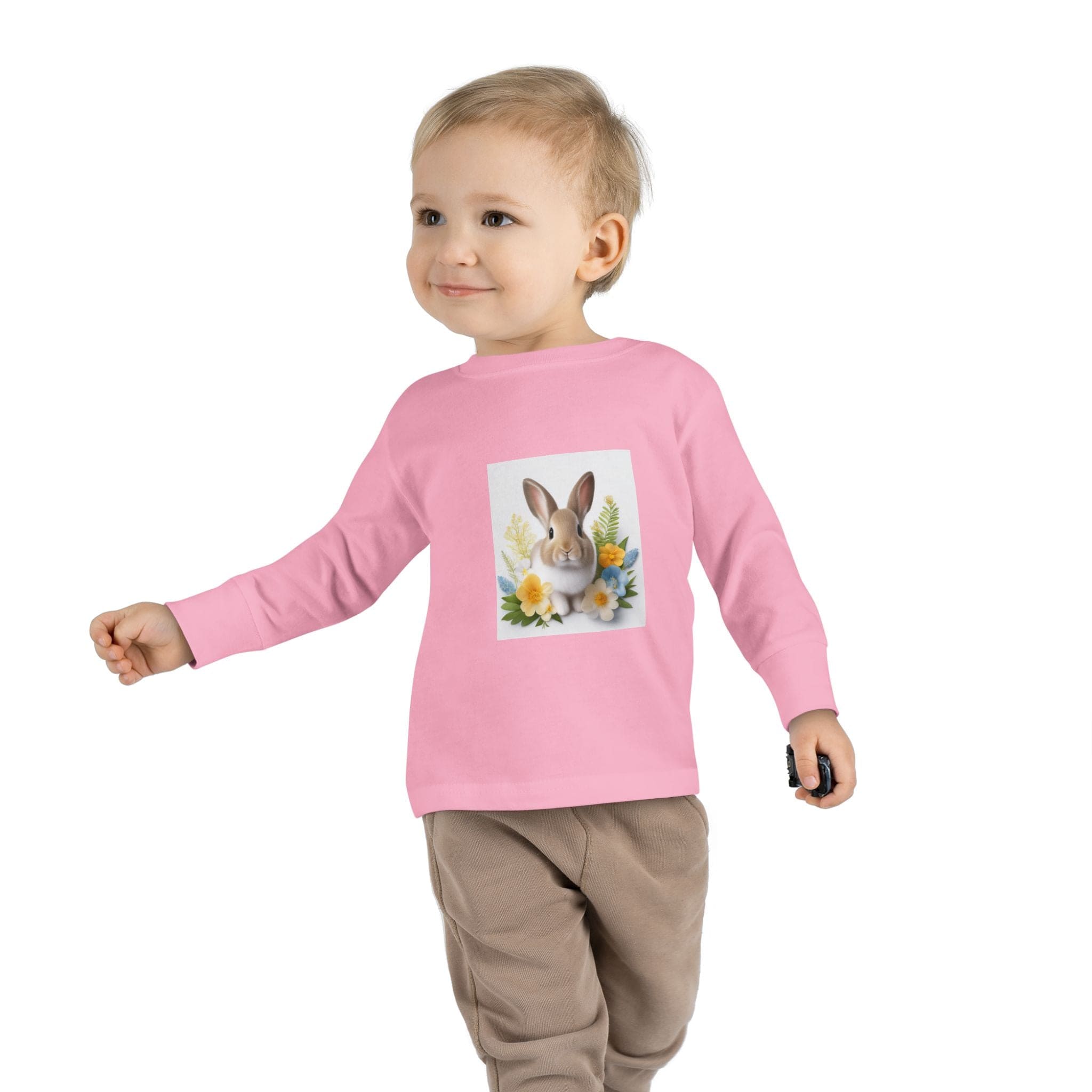 Adorable Comfort: Custom Bunny Toddler Long-Sleeve Tee with UCCA Logo 2T / Pink Kids clothes