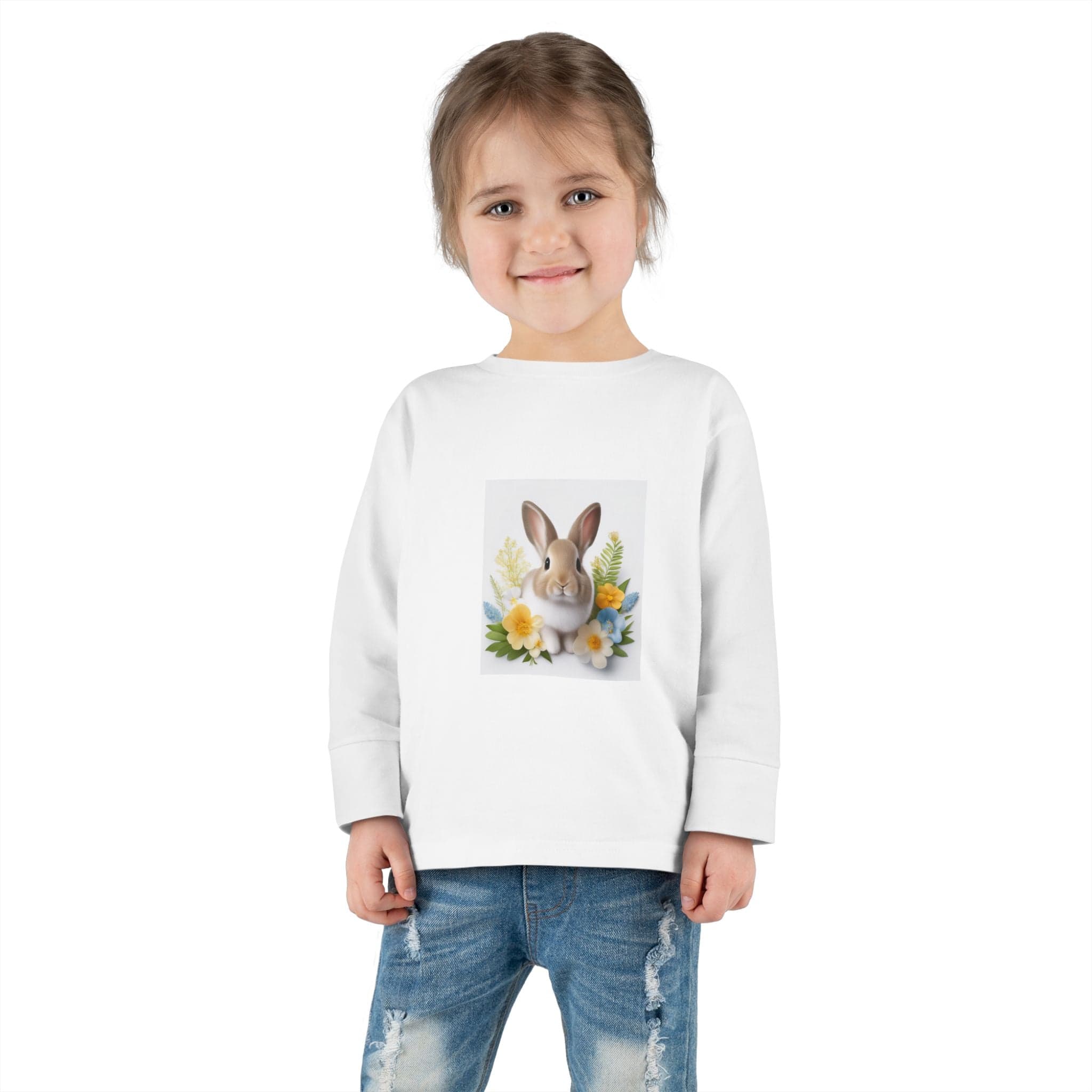Adorable Comfort: Custom Bunny Toddler Long-Sleeve Tee with UCCA Logo Kids clothes