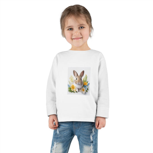 Adorable Comfort: Custom Bunny Toddler Long-Sleeve Tee with UCCA Logo Kids clothes