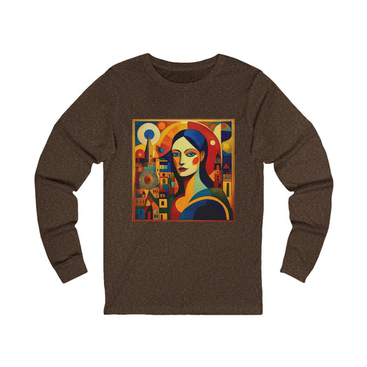 Art Series: Abstract Elegance Long Sleeve Unisex Jersey Tee - Single Print S / Heather Brown Long-sleeve