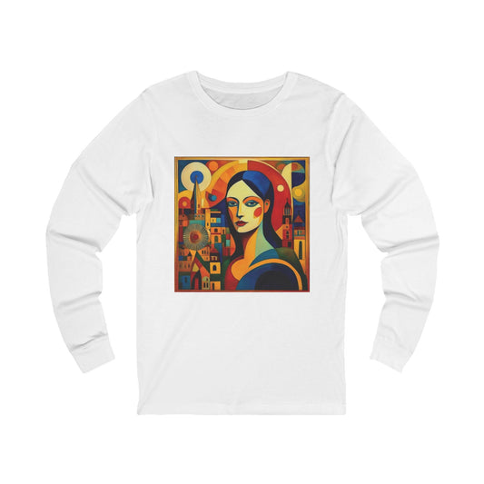 Art Series: Abstract Elegance Long Sleeve Unisex Jersey Tee - Single Print S / White Long-sleeve