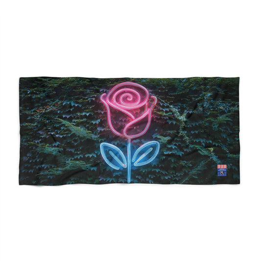 Bloom in Style: UCCA Neon Rose Beach Towel - 2 sizes available 30" × 60" Home Decor