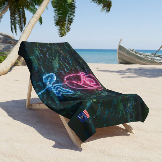 Bloom in Style: UCCA Neon Rose Beach Towel - 2 sizes available Home Decor