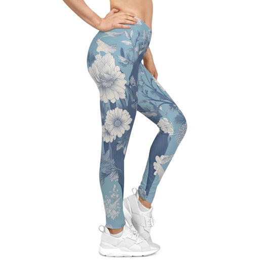 Blue Toile Garden Leggings – Classic Meets Comfort All Over Prints