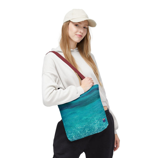 Carry Summer With You – Custom Tote Bag in 3 Sizes & 5 Handle Colors | Ocean Vibes Print 13" × 13'' / Red Bags
