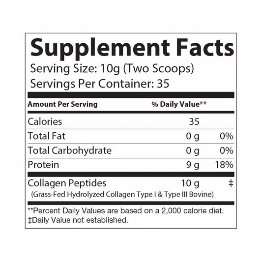 Collagen Peptides Type I & III Supplement (350g, 12.3oz) White jar + lid / NET WT 12.35 OZ (350g) / Unflavored Food Supplements
