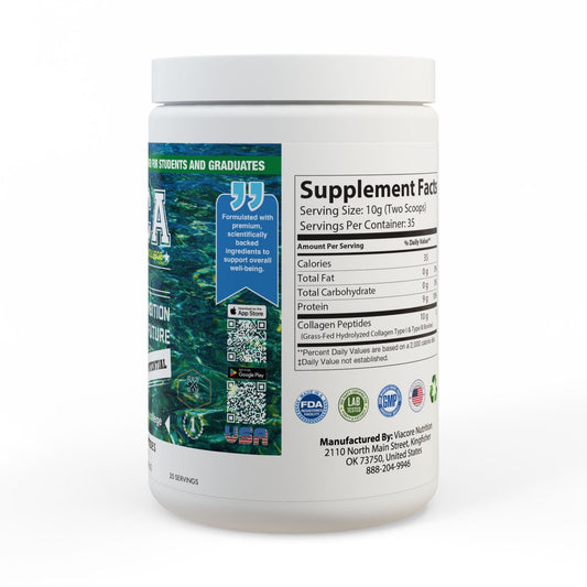 Collagen Peptides Type I & III Supplement (350g, 12.3oz) White jar + lid / NET WT 12.35 OZ (350g) / Unflavored Food Supplements
