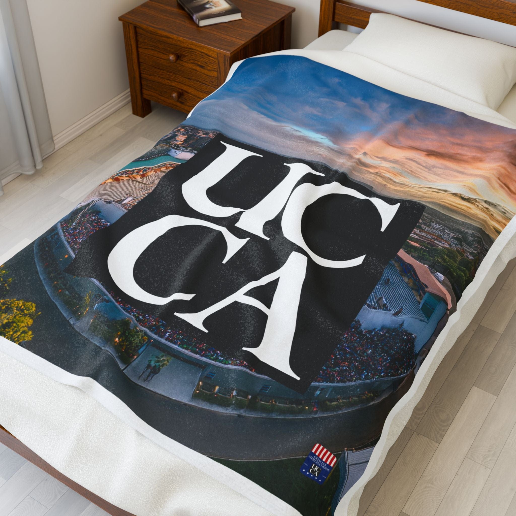 Cozy Up in Collegiate Style - UCCA Print Plush Blanket All Over Prints