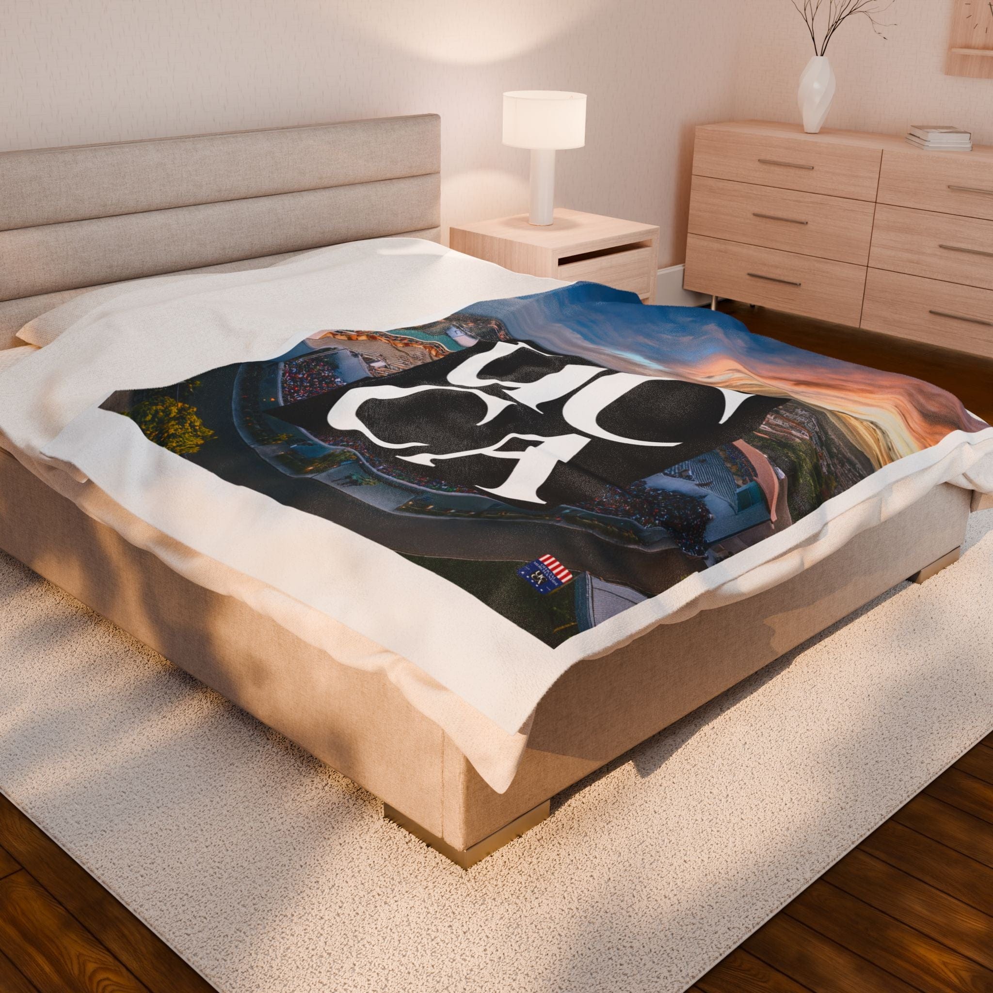 Cozy Up in Collegiate Style - UCCA Print Plush Blanket All Over Prints