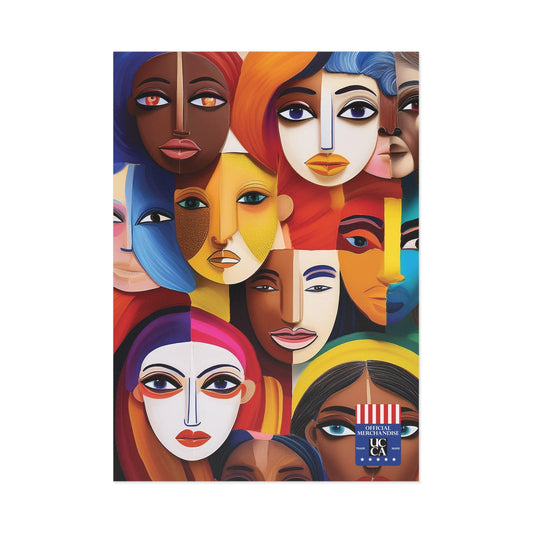 Fine Art Postcard: A Mosaic of Faces and Diversity - 2 sizes available 7" x 5" (Horizontal) / 1 pc / Glossy Paper products