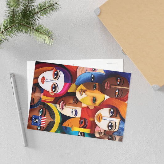 Fine Art Postcard: A Mosaic of Faces and Diversity - 2 sizes available Paper products