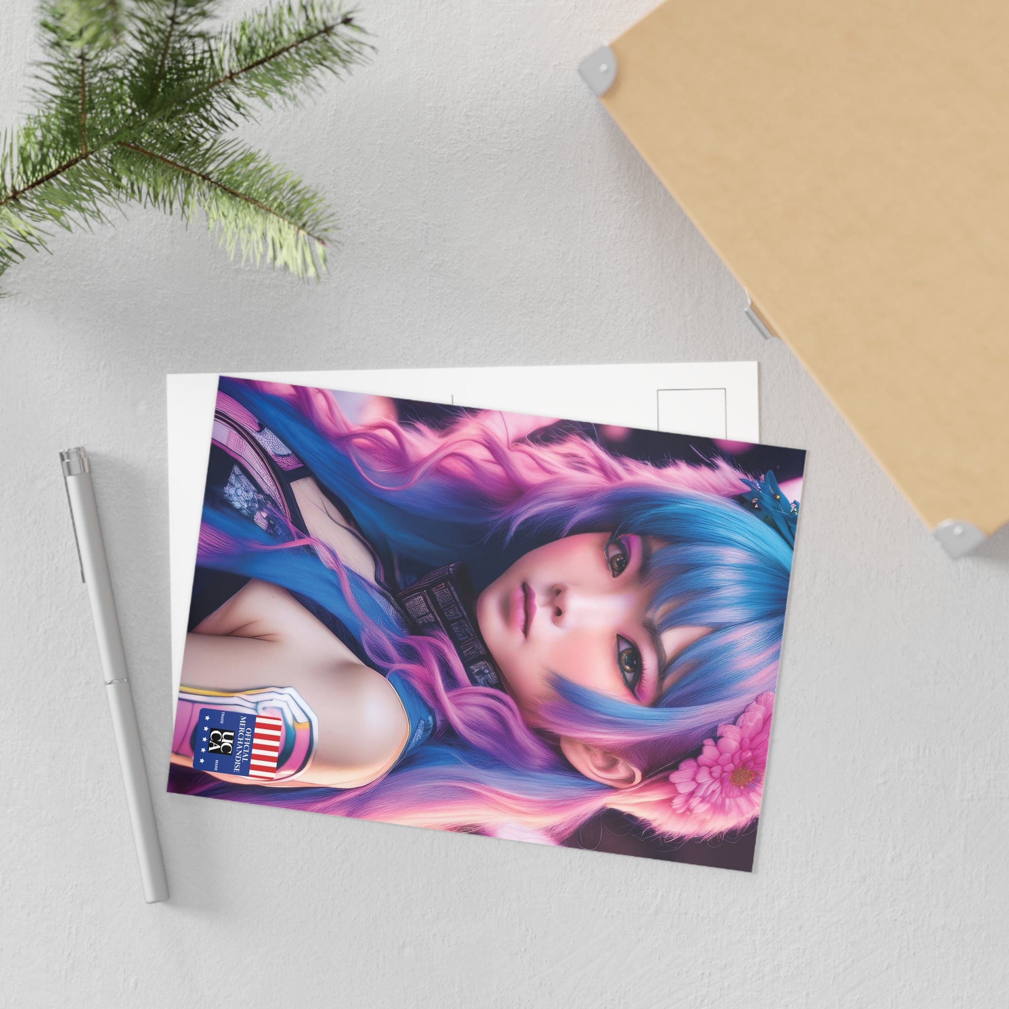 Fine Art Postcard: Anime Elegance in Full Bloom - 2 sizes available Paper products