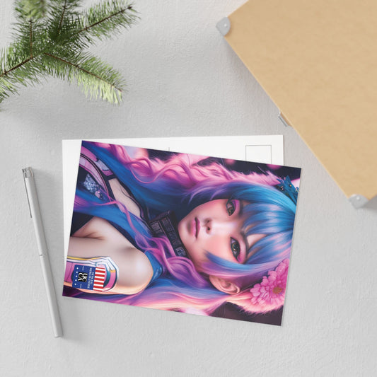 Fine Art Postcard: Anime Elegance in Full Bloom - 2 sizes available Paper products