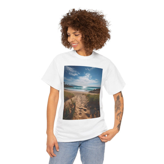 "Footprints in the Sand" & "Path to Paradise" Unisex Heavy Cotton Tee T-Shirt