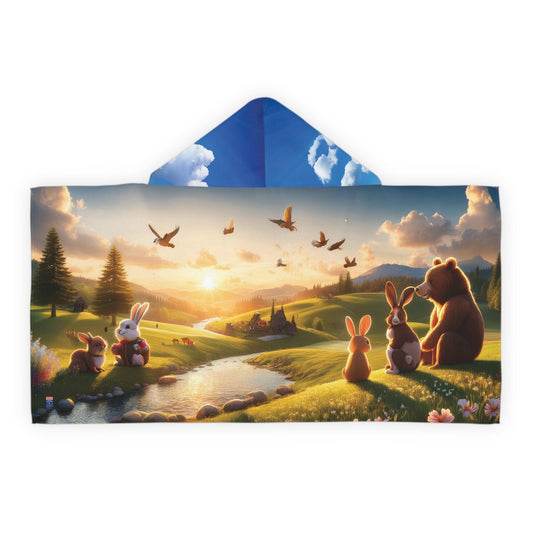 "Golden Meadows" Kids’ Towel Hoodie – Cozy, Whimsical Fun 24" × 48" All Over Prints