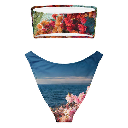 Hawaii ‘70 Bandeau Bikini 🌺 - Recycled fabric blend