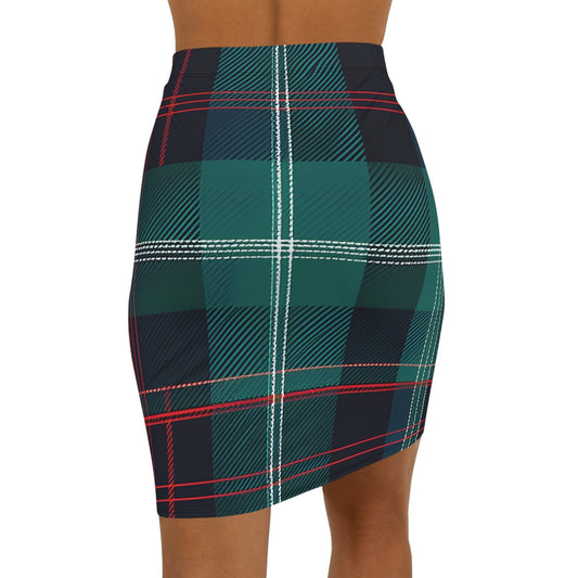 Highland Edge Pencil Skirt – Mid-Waist Tartan Print All Over Prints