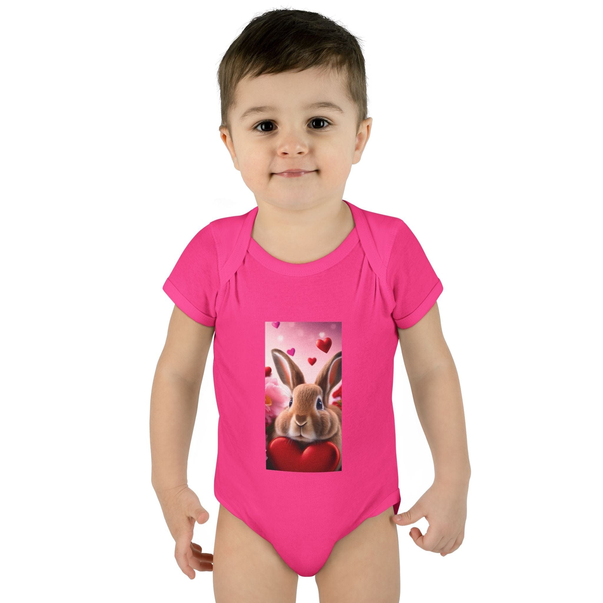 Little Heartbreaker Bunny Bodysuit – Boys’ Edition NB (0-3M) / Hot Pink Kids clothes