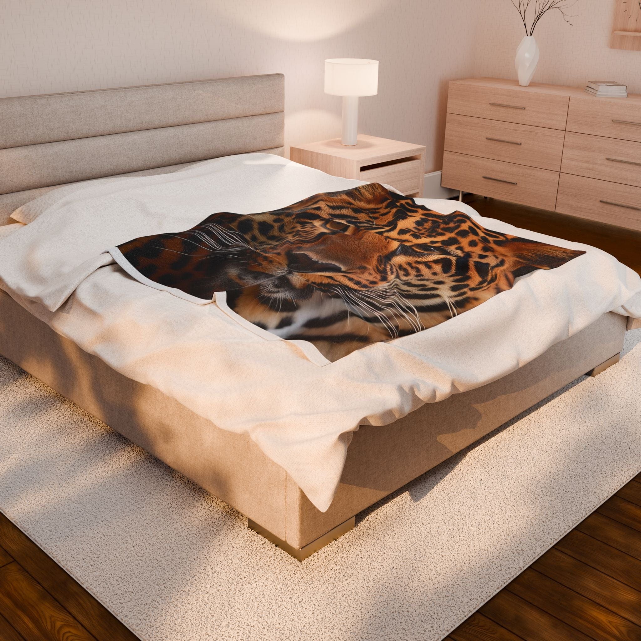Lounge King Leopard Face Plush Blanket All Over Prints