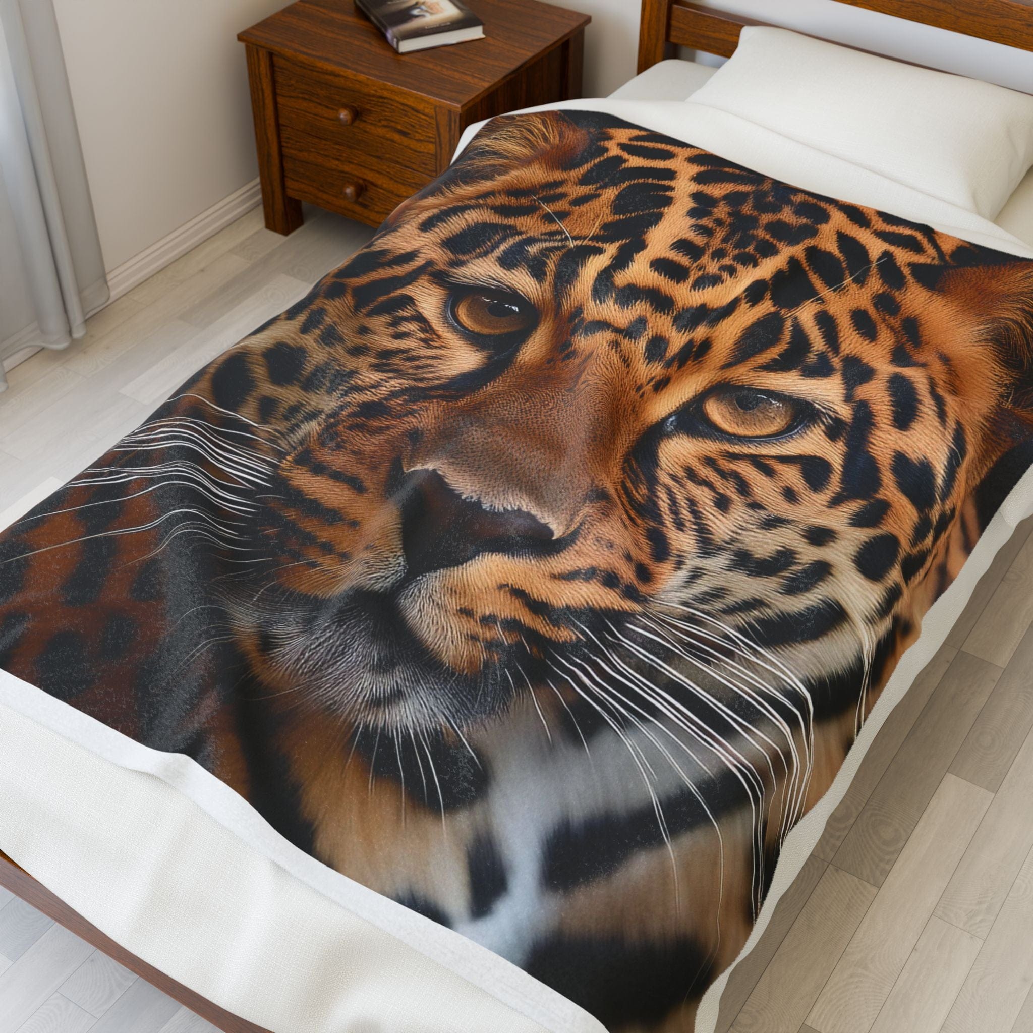 Lounge King Leopard Face Plush Blanket All Over Prints