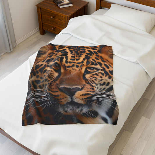 Lounge King Leopard Face Plush Blanket All Over Prints
