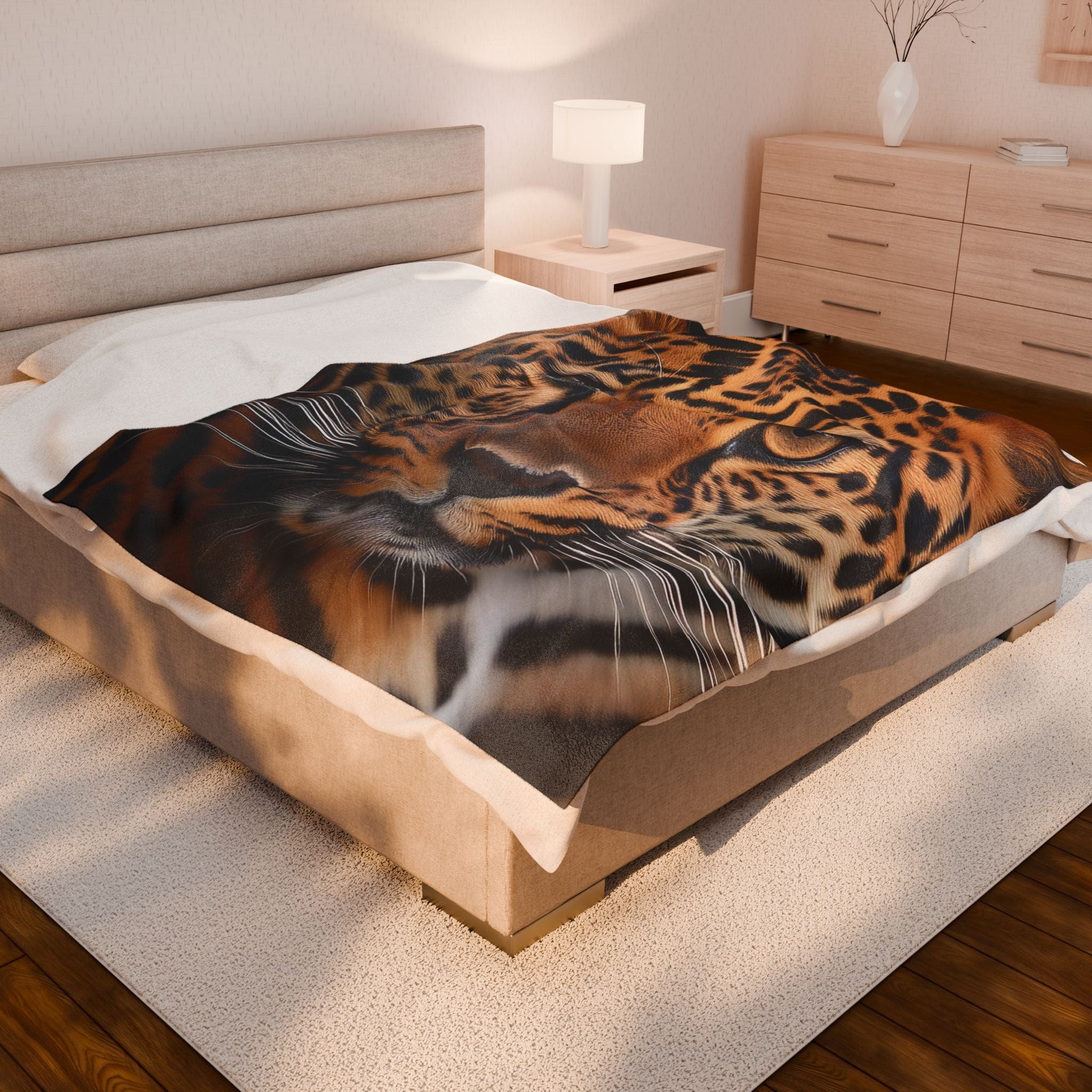 Lounge King Leopard Face Plush Blanket All Over Prints