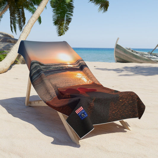Love by the Shore: UCCA Valentine’s Beach Towel 36" × 72" Home Decor