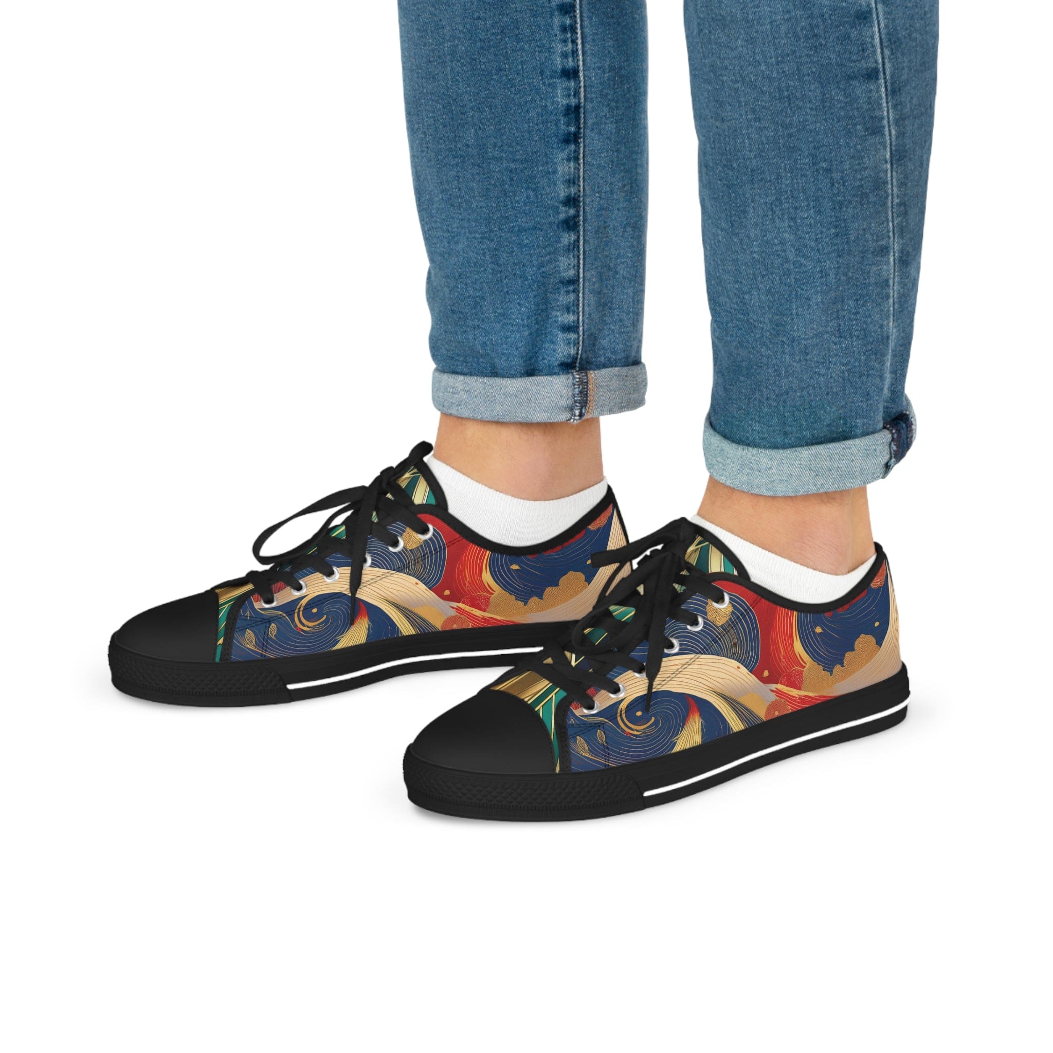Lunar Luxe Low Top Sneakers: Celebrate the New Year in Style US 5 / Black sole Shoes