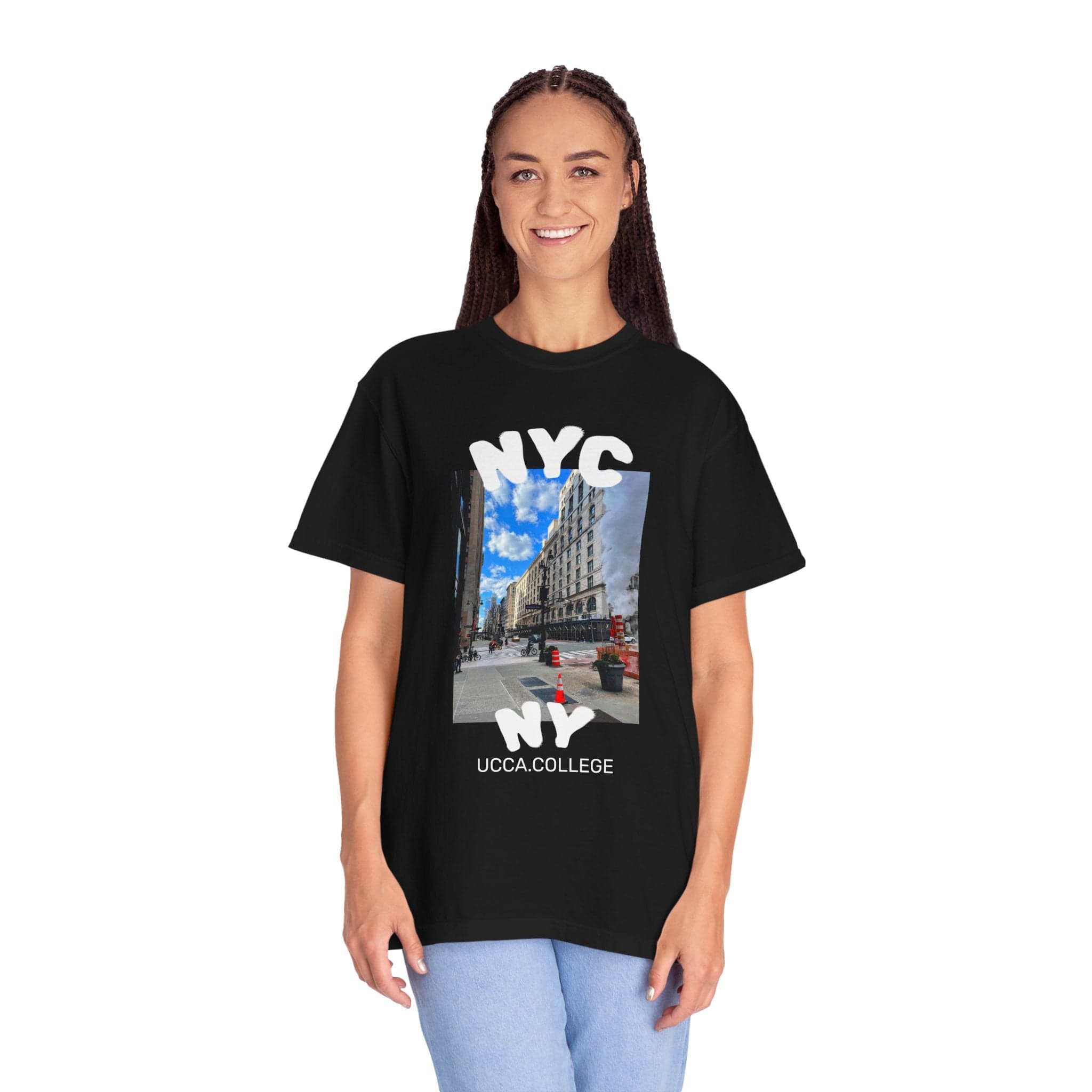 Madison Ave Steam – NYC Street Scene Tee - Womens T-Shirt
