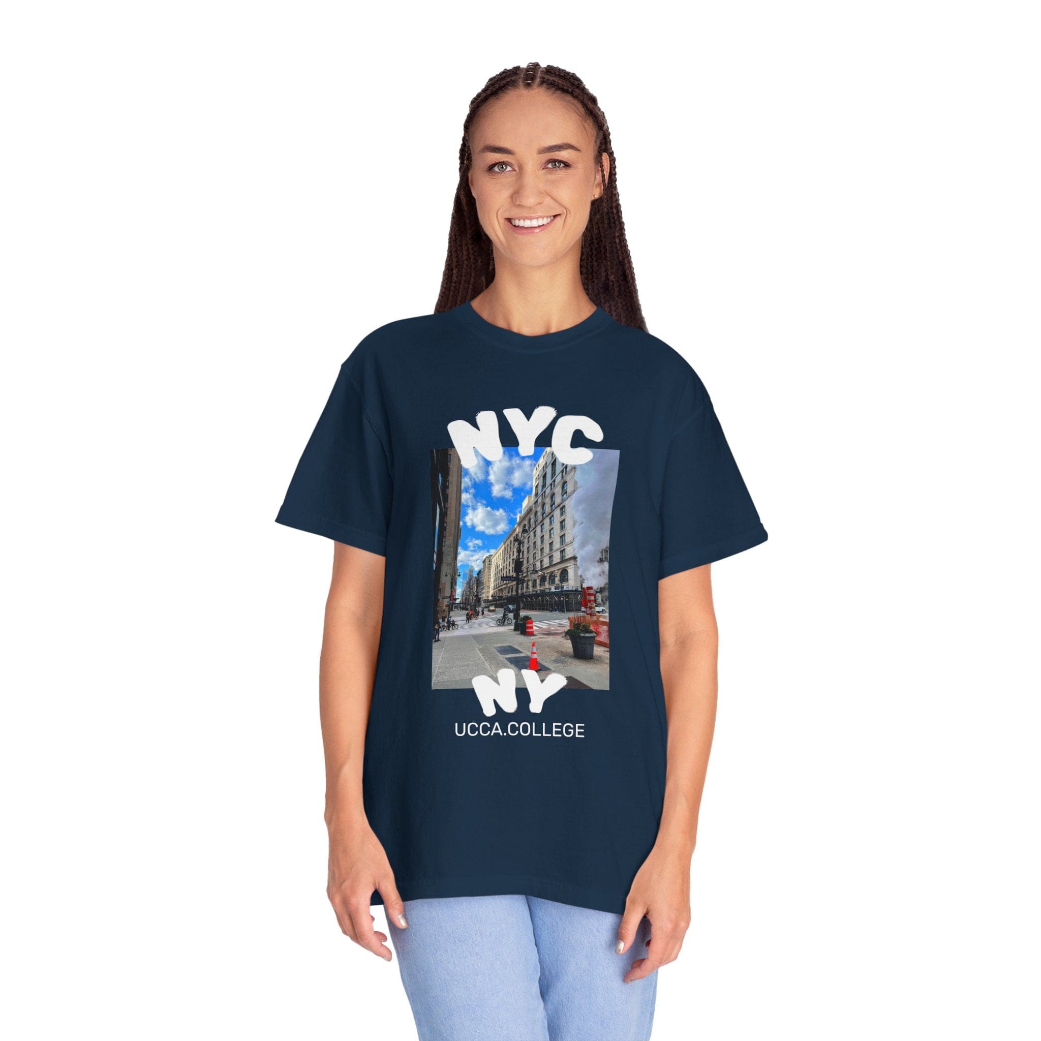 Madison Ave Steam – NYC Street Scene Tee - Womens T-Shirt