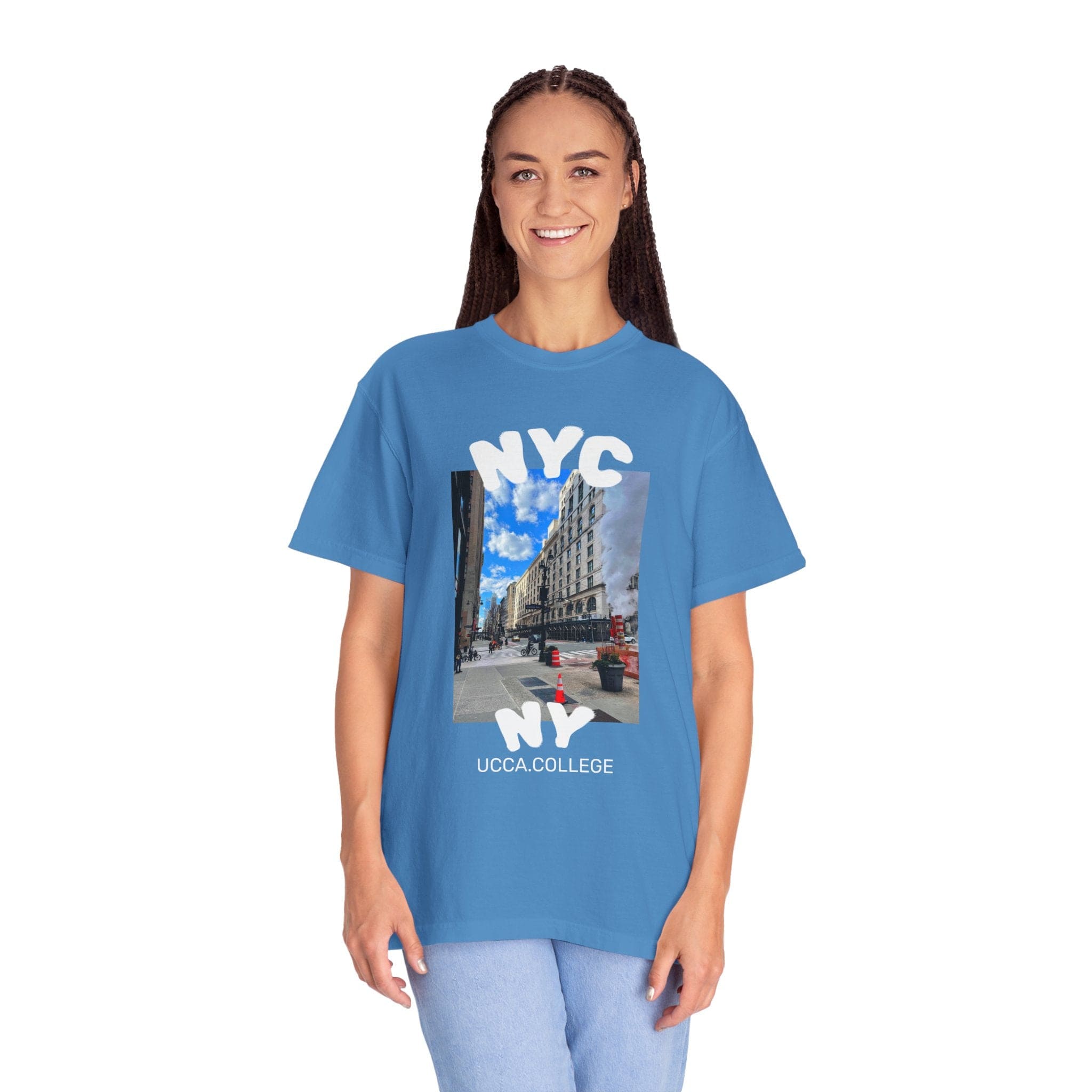 Madison Ave Steam – NYC Street Scene Tee - Womens T-Shirt