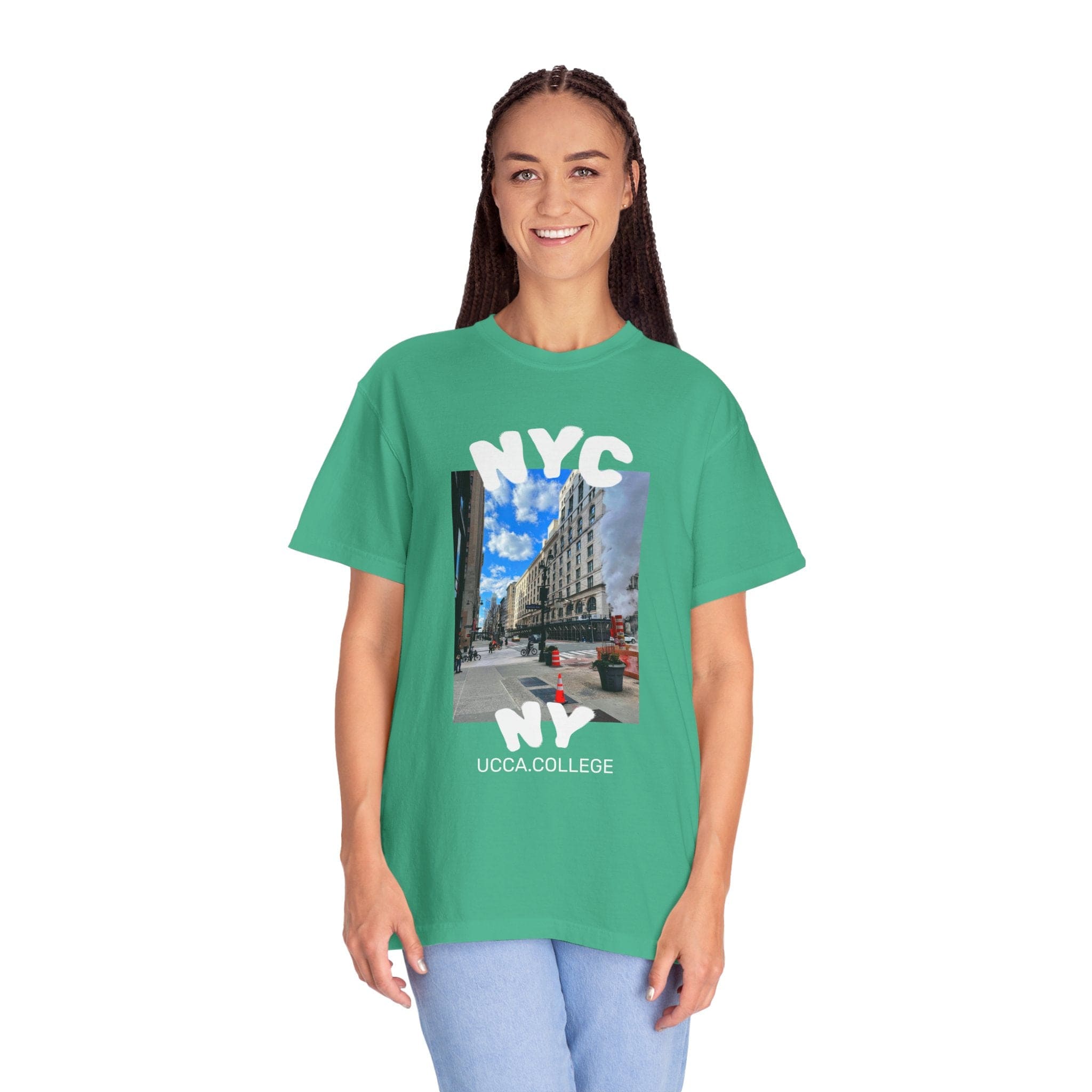 Madison Ave Steam – NYC Street Scene Tee - Womens T-Shirt