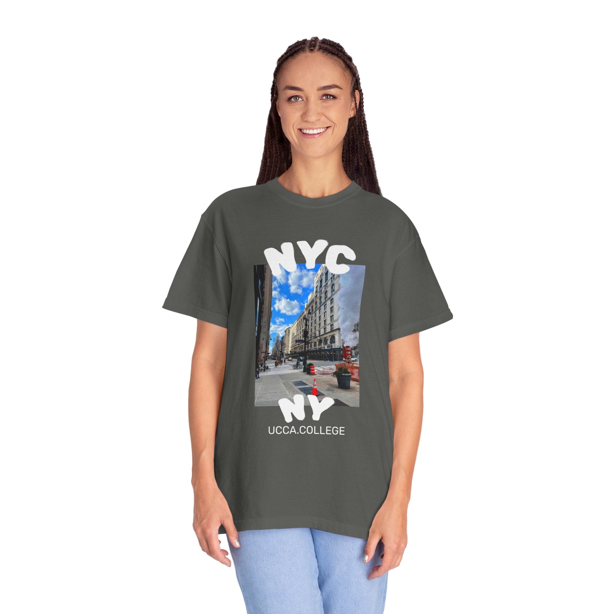 Madison Ave Steam – NYC Street Scene Tee - Womens T-Shirt