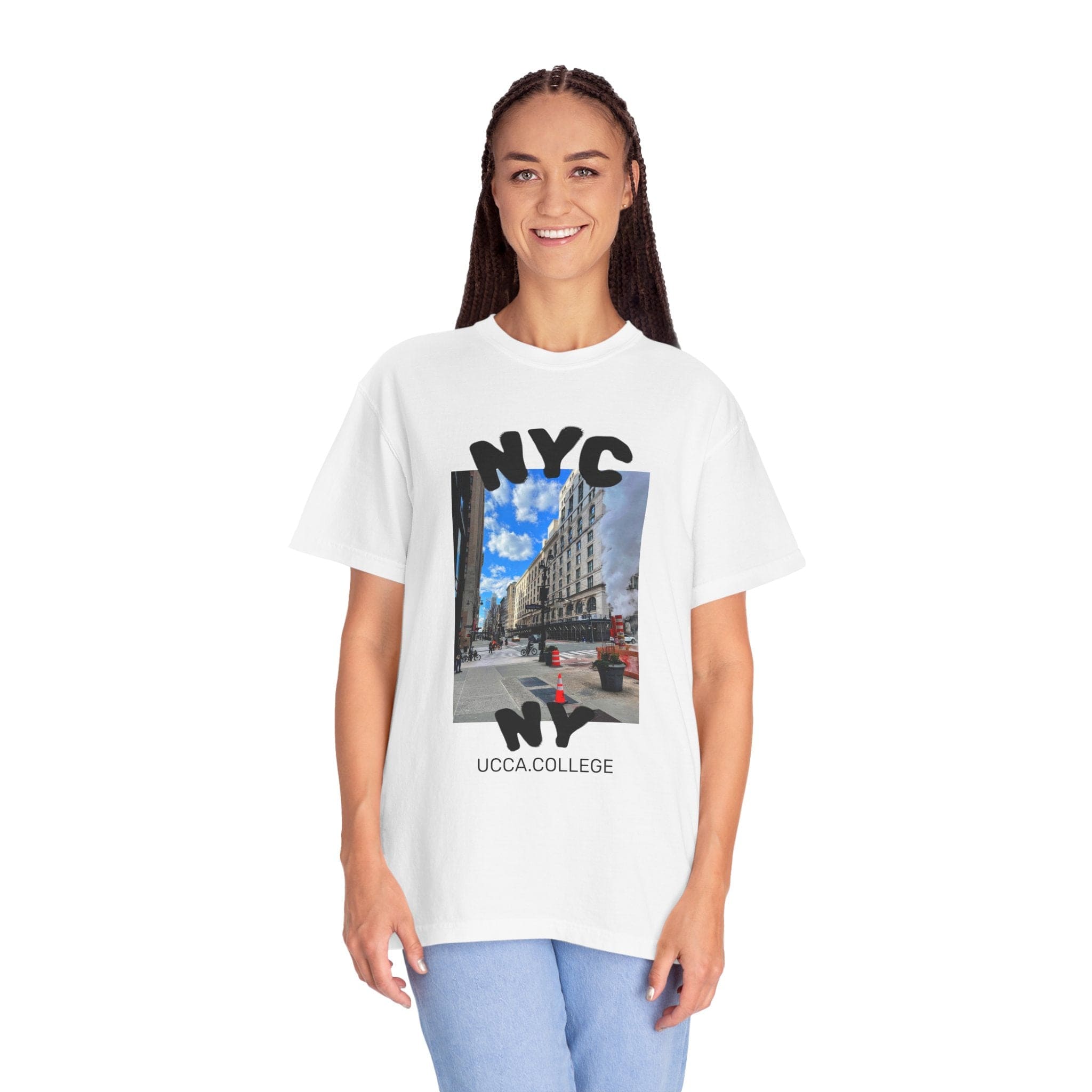 Madison Ave Steam – NYC Street Scene Tee - Womens T-Shirt