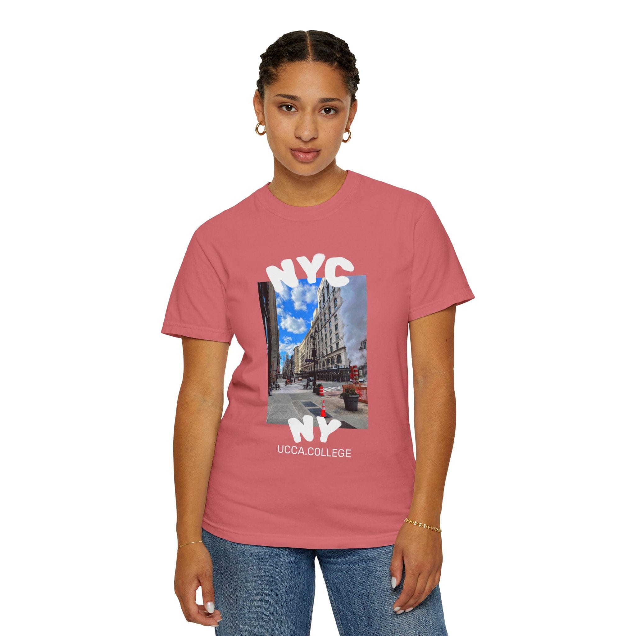 Madison Ave Steam – NYC Street Scene Tee - Womens Watermelon / S T-Shirt