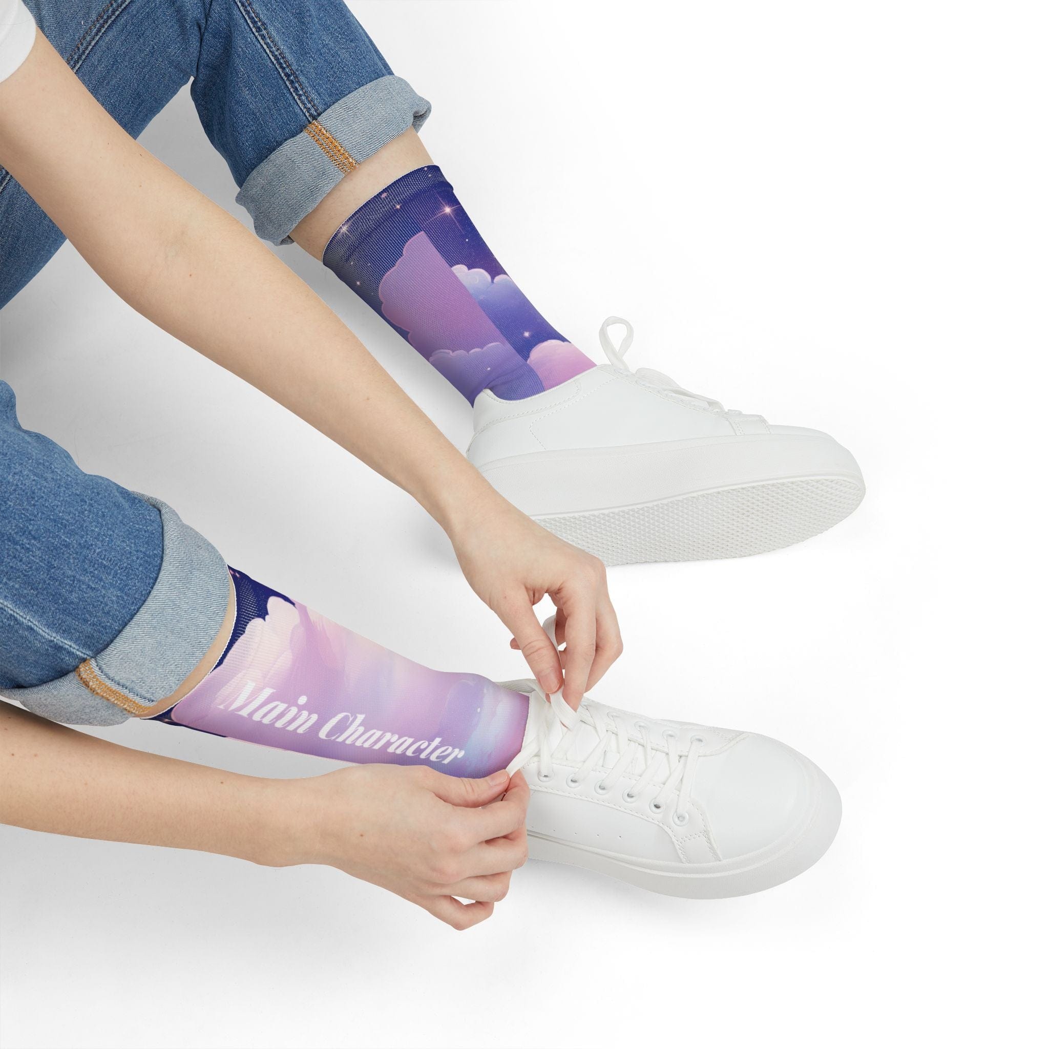 Main Character – Act I: Becoming | Dreamy Crew Socks 🧦 One Size All Over Prints