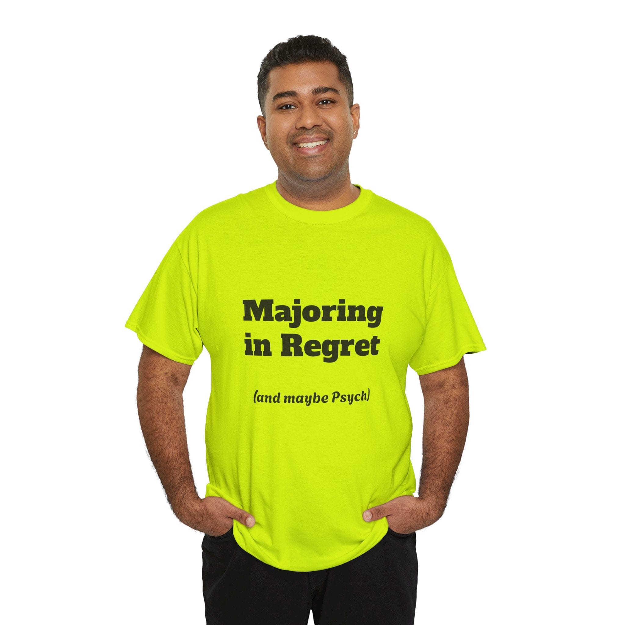Majoring in Regret Mens Tee – Limited-Time Campus Classic Safety Green / S T-Shirt