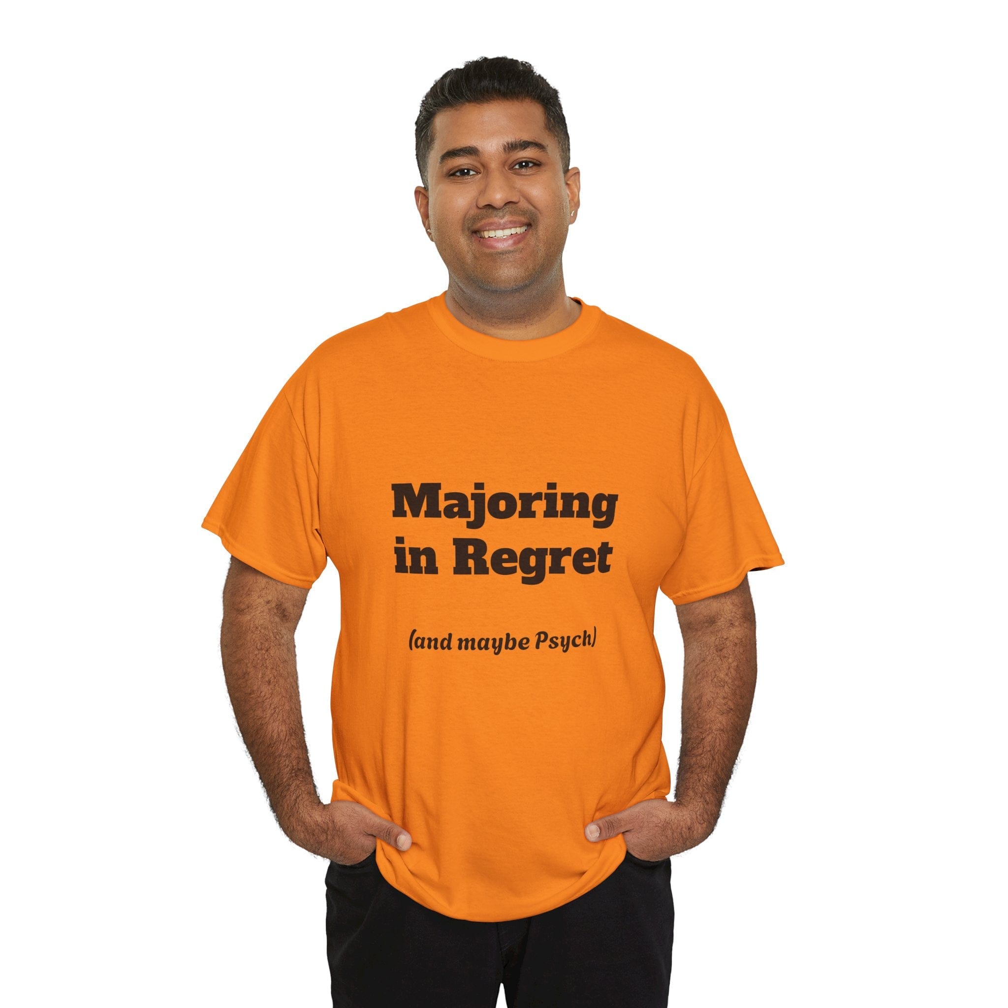 Majoring in Regret Mens Tee – Limited-Time Campus Classic Safety Orange / S T-Shirt