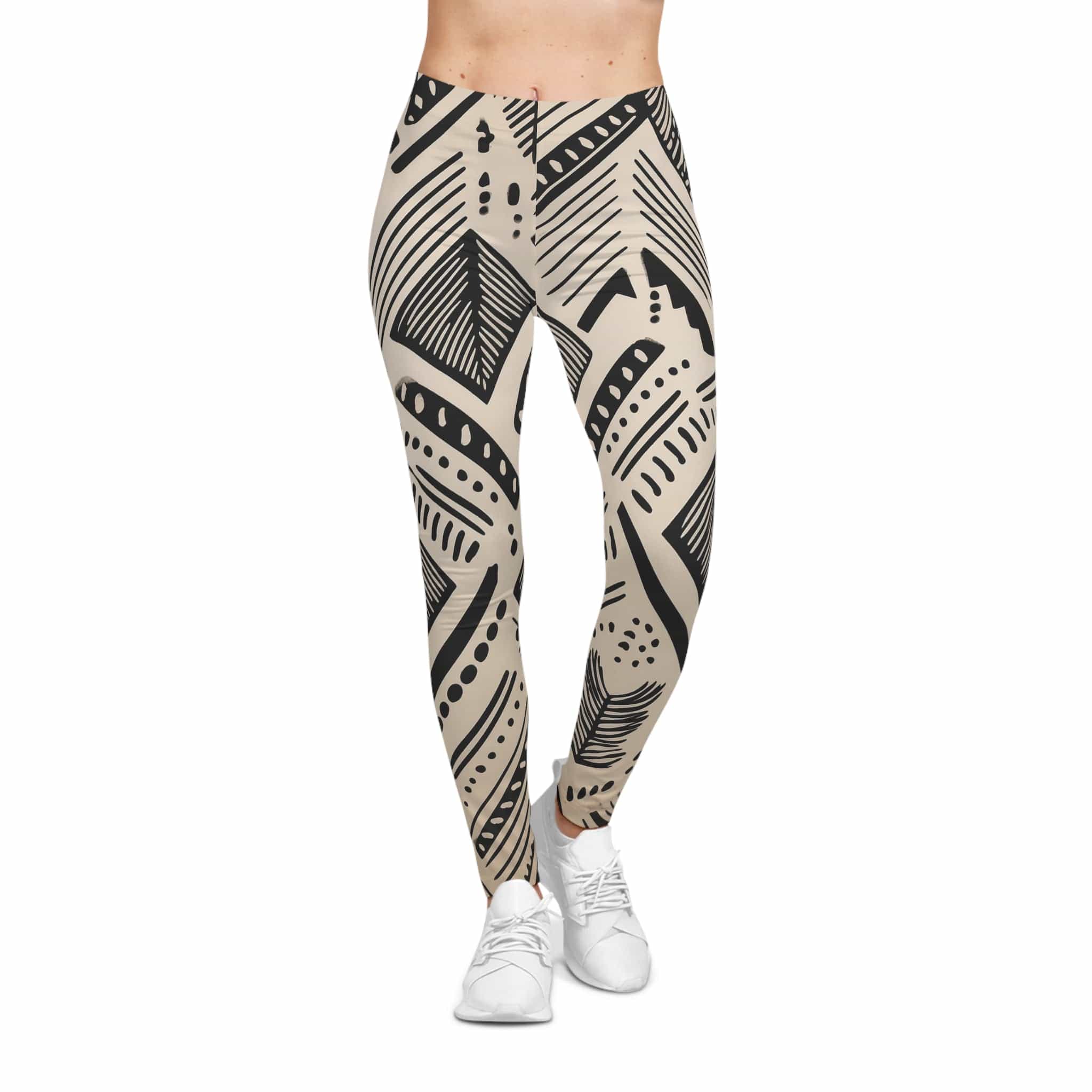 Mud Cloth Movement Leggings – Modern Tribal Energy XS / Seam thread color automatically matched to design All Over Prints
