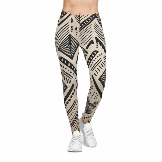 Mud Cloth Movement Leggings – Modern Tribal Energy XS / Seam thread color automatically matched to design All Over Prints