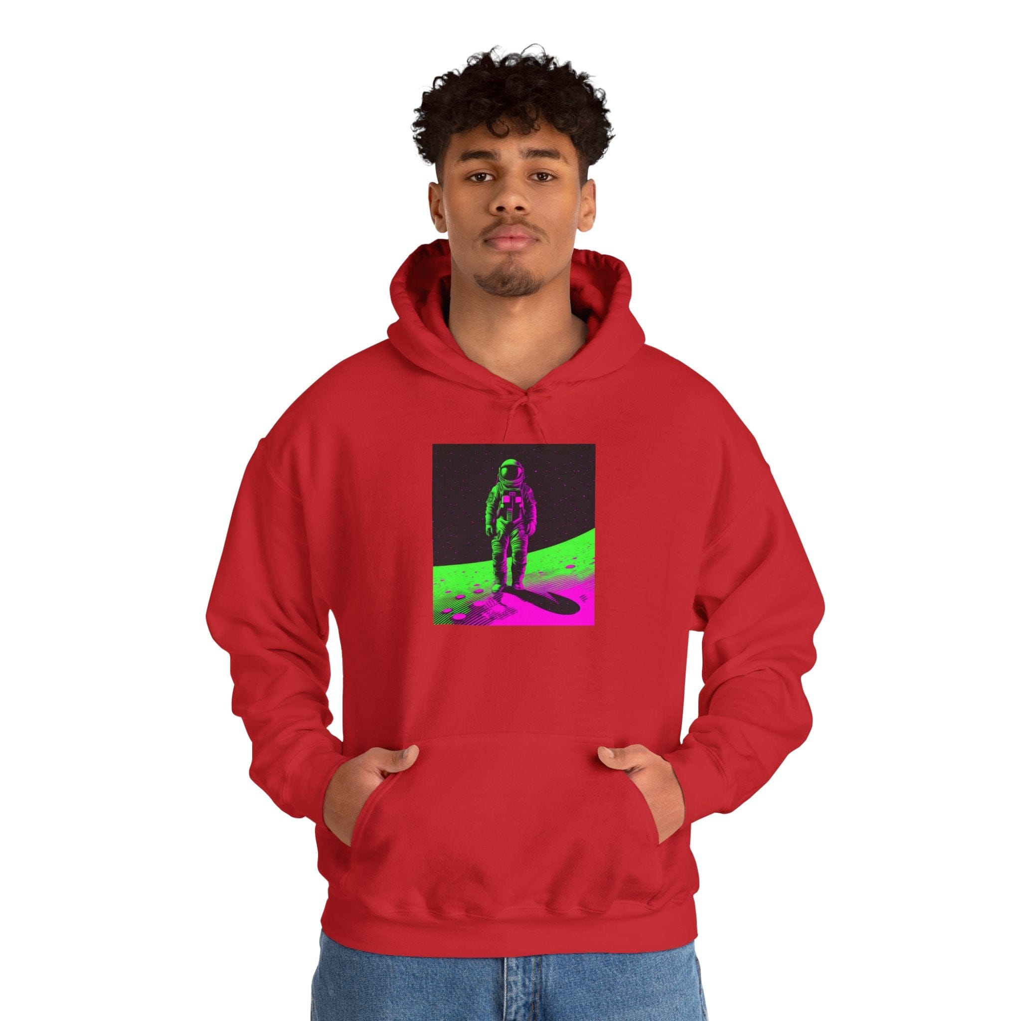 Neon Astronaut Heavy Blend™ Hoodie – Cosmic Streetwear Edition 🚀✨ S / Red Hoodie