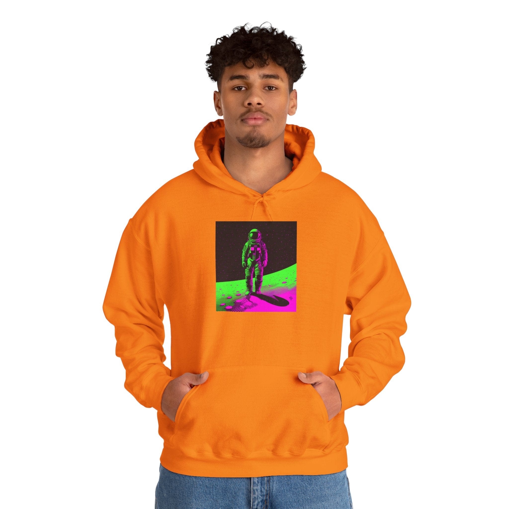 Neon Astronaut Heavy Blend™ Hoodie – Cosmic Streetwear Edition 🚀✨ S / Safety Orange Hoodie