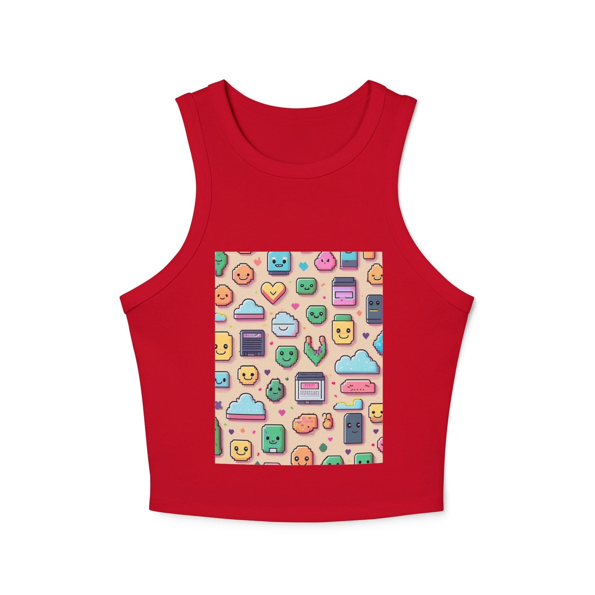 Pixel Party Ribbed Tank – Retro Gamer Crop Tank Top