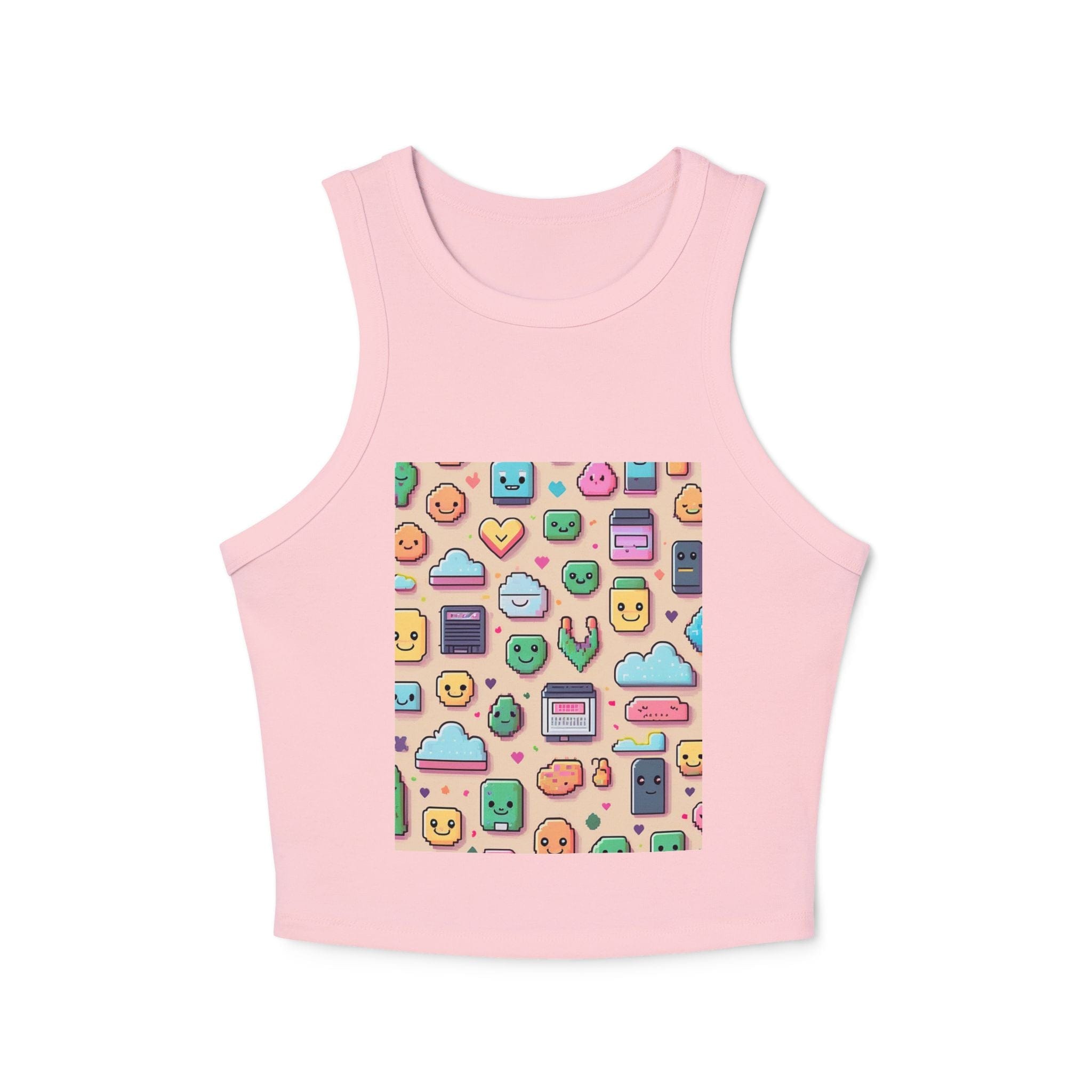 Pixel Party Ribbed Tank – Retro Gamer Crop Tank Top