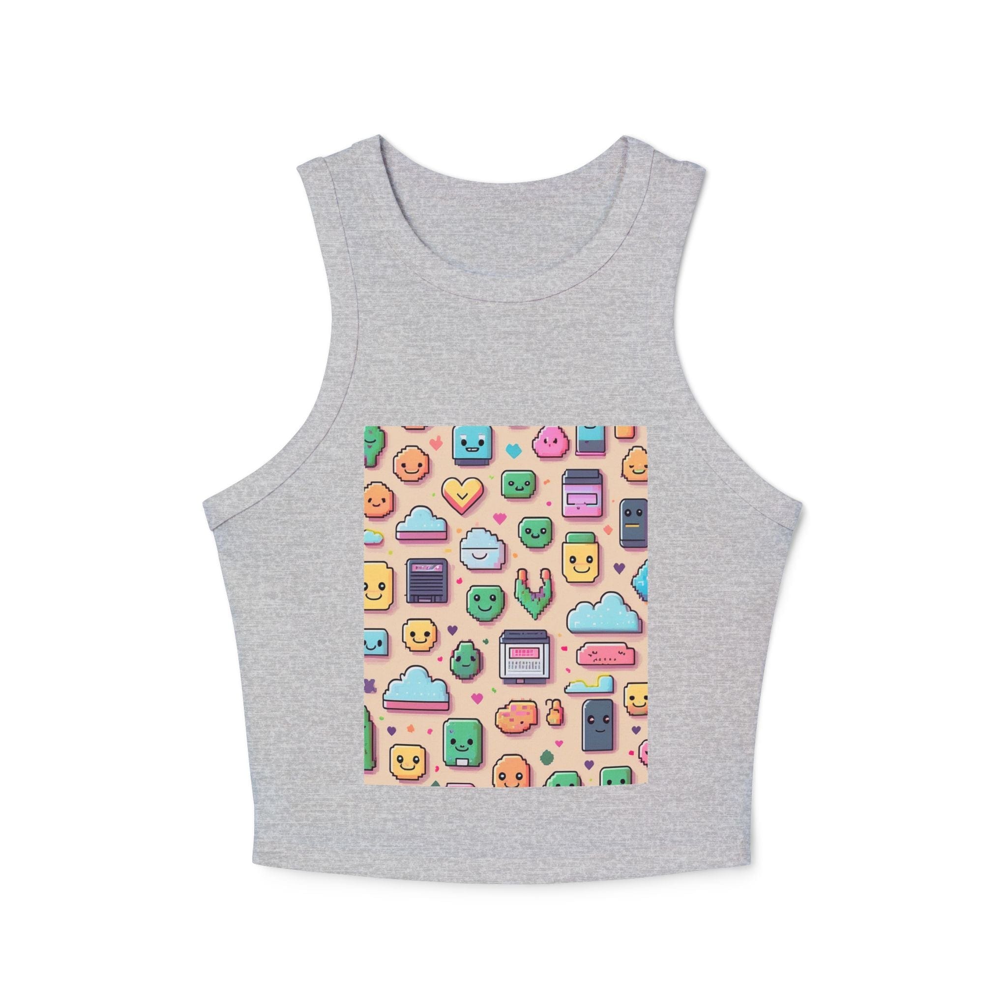Pixel Party Ribbed Tank – Retro Gamer Crop Tank Top