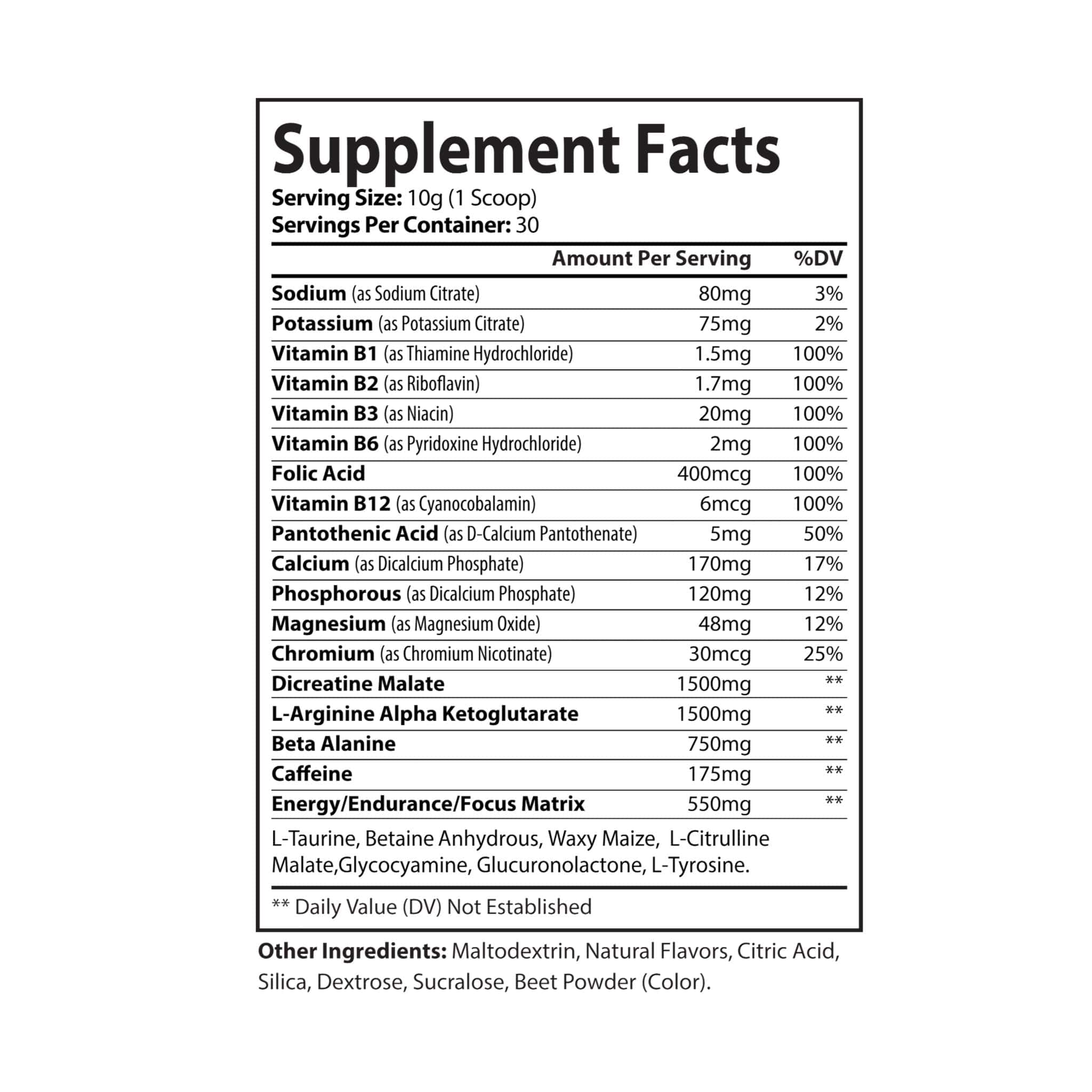 Pre-Workout Supplement, Watermelon (300g, 10.58oz) Black jar + lid / Watermelon / NET WT 10.58 OZ (300g) Food Supplements