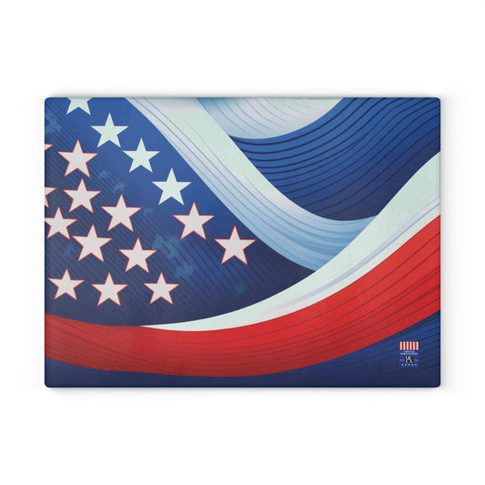 Prep in Style with This Patriotic Glass Cutting Board! 11" x 15" / Rectangle Home Decor