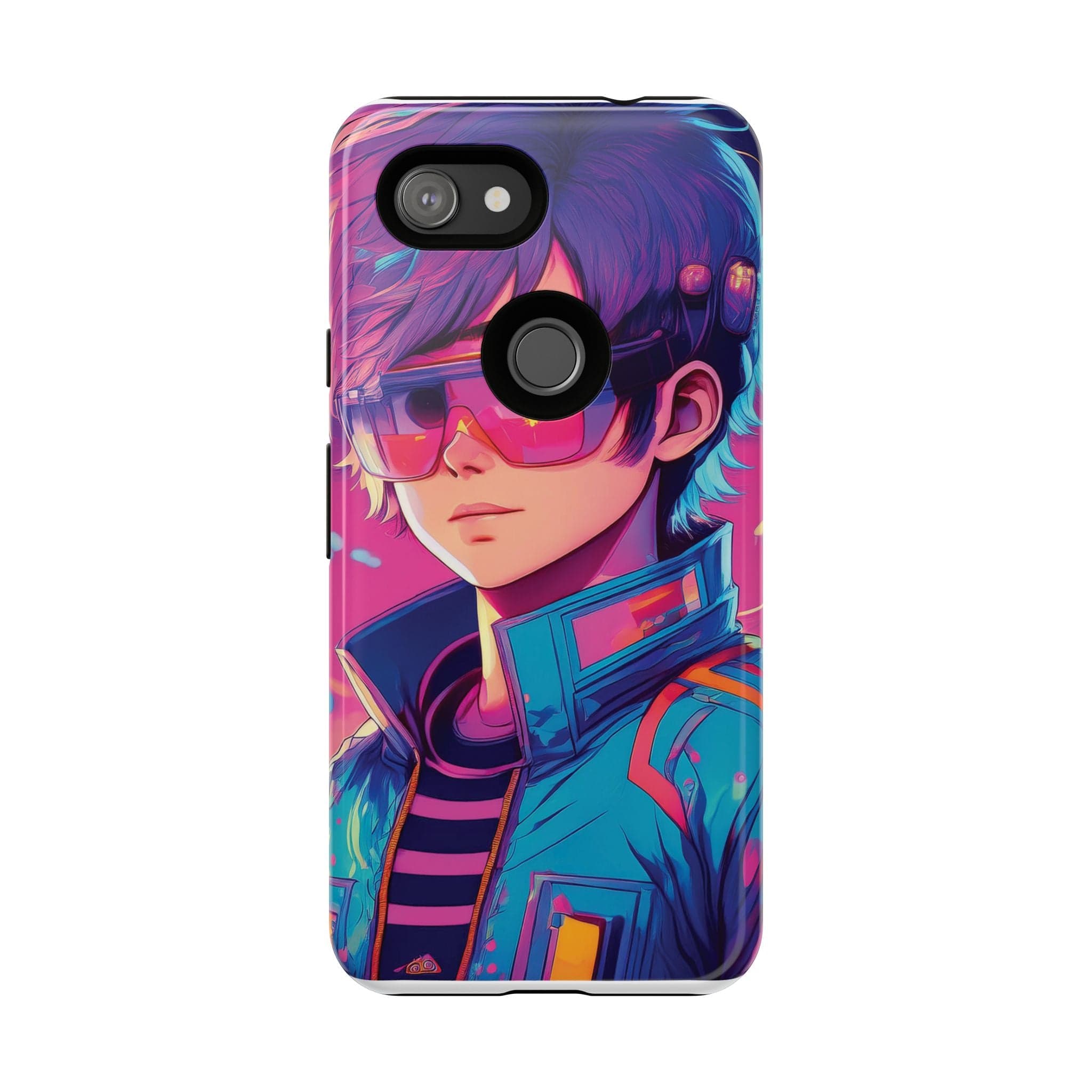 Retro-Futuristic Visionary Phone Case: Neon Dreams in Your Pocket - Tough Cases Google Pixel 3a / Glossy Phone Case